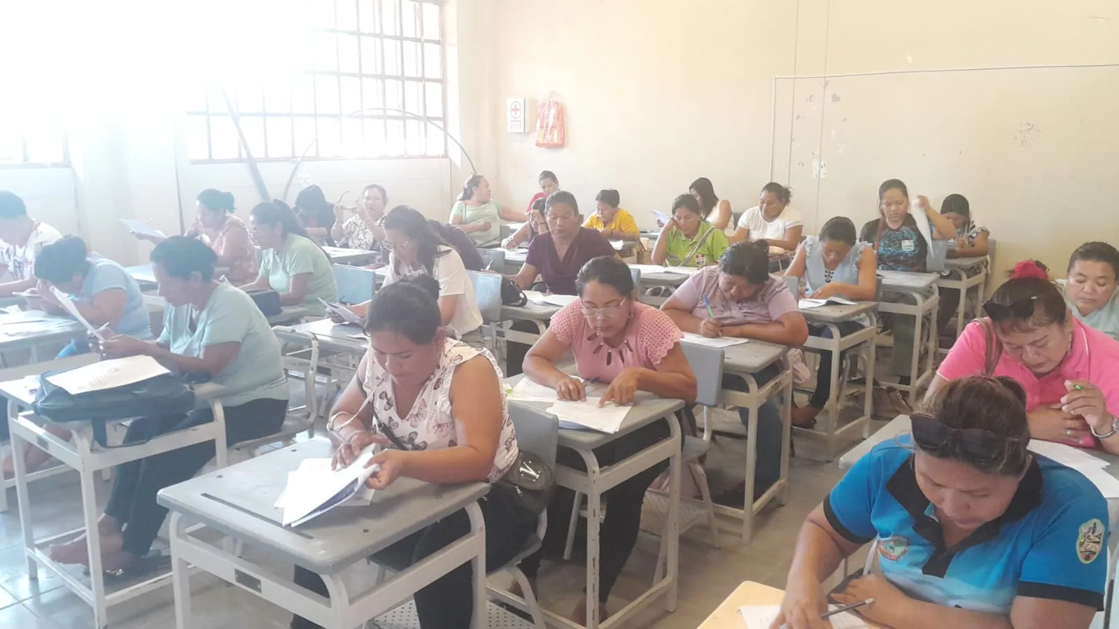 Docentes de inicial durante la aplicación de la evaluación diagnóstica